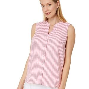 Tommy Bahama Coral Rectangle Design Coastalina Ocean Surf Sleeveless Linen Top S